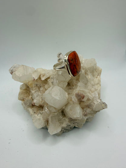 Square Orange Jasper Ring