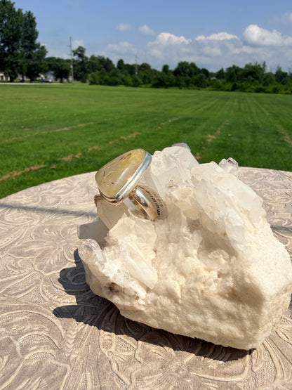 Triangular Rutilated Quartz Ring