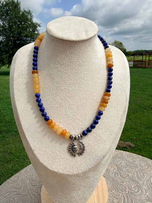 18-inch Soluna Lapis & Yellow Jade Necklace