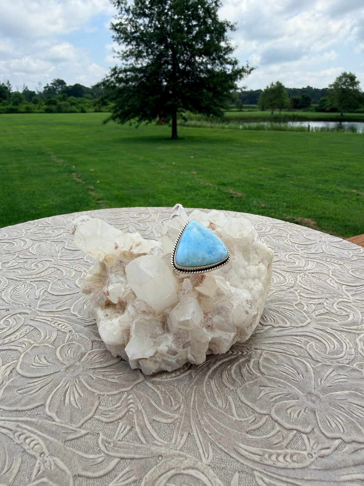 Traingle Larimar Ring