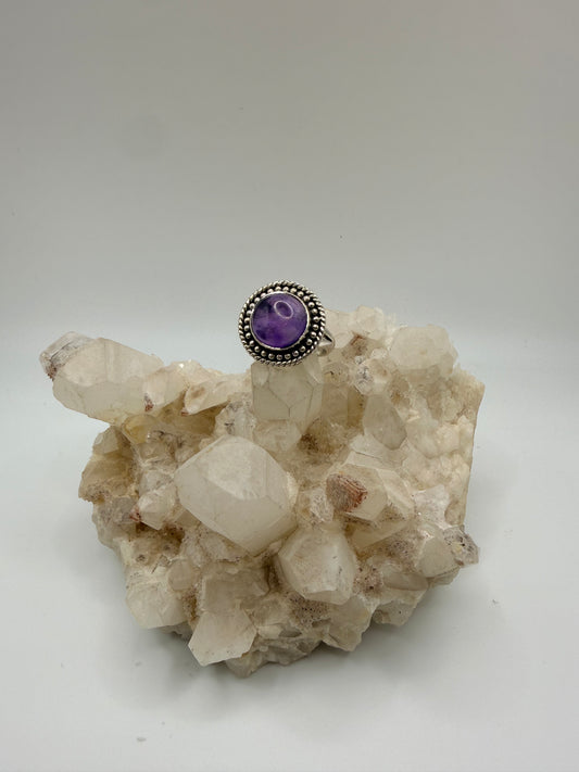 Halo Circle Amethyst Ring