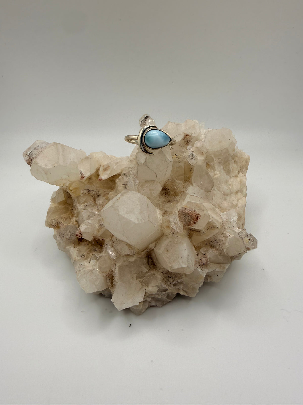 Teardrop Larimar Adjustable Ring