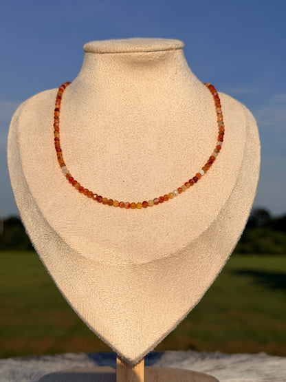 3mm Banded Carnelian Necklace