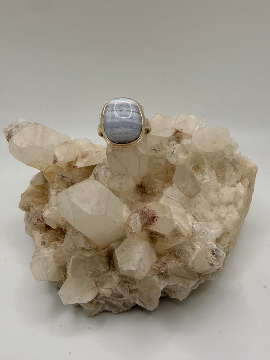 Square Blue Lace Agate Ring