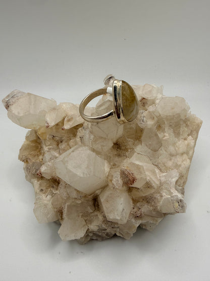 Oblong Rutilated Quartz Ring