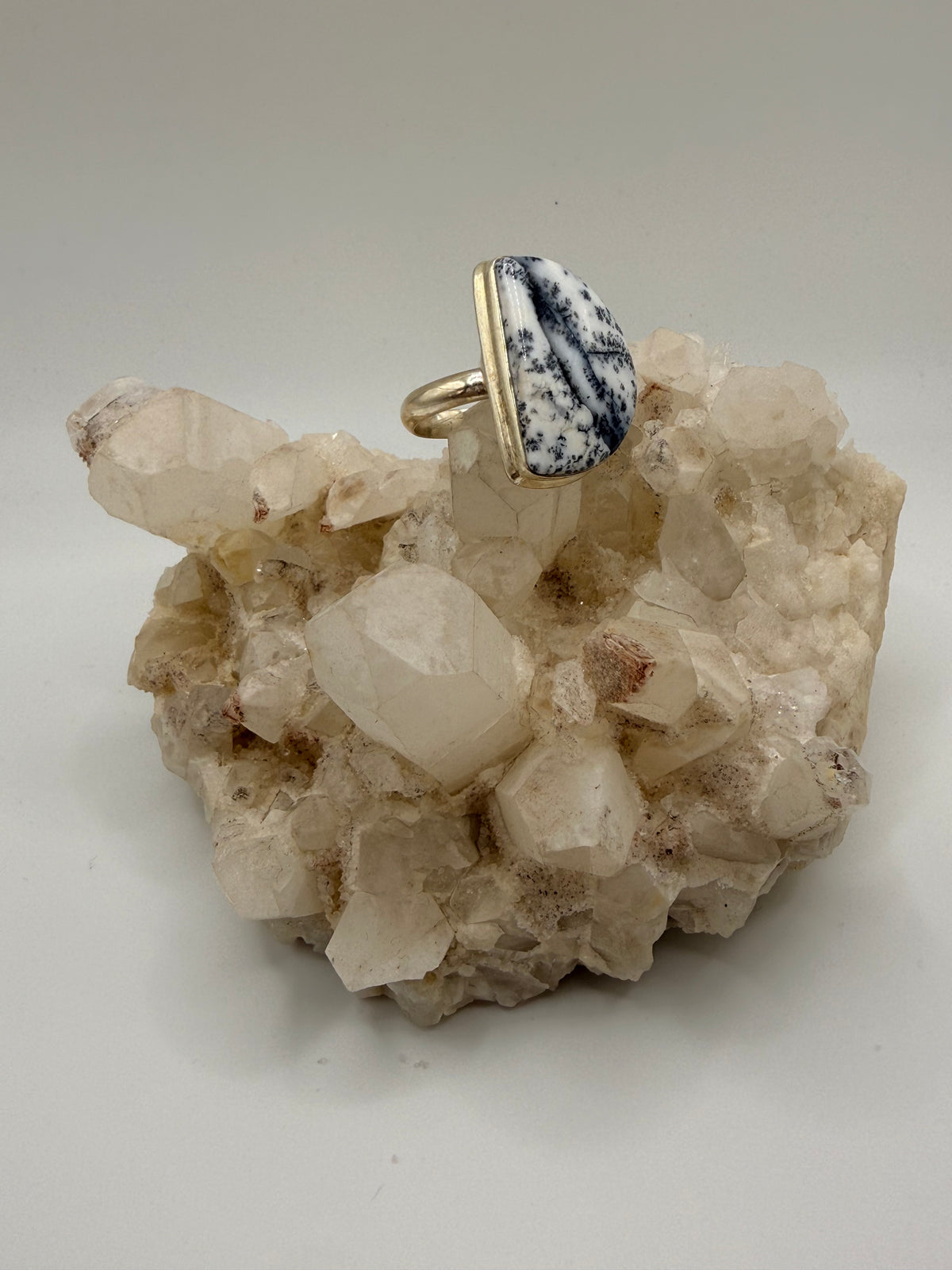D Shape Dentritic Agate Ring