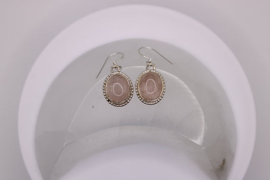 Circle Rose Quartz Earrings