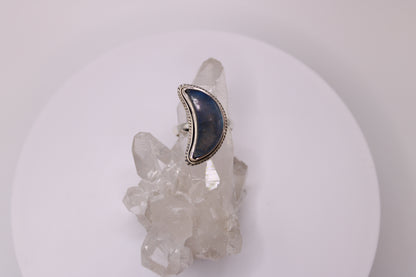 Labradorite Crescent Moon Ring