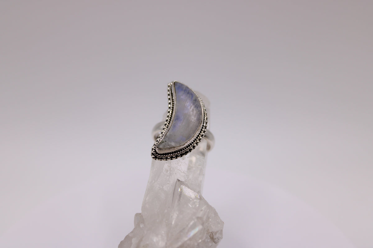 Crescent Moonstone Ring