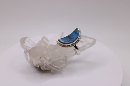Labradorite Crescent Moon Ring