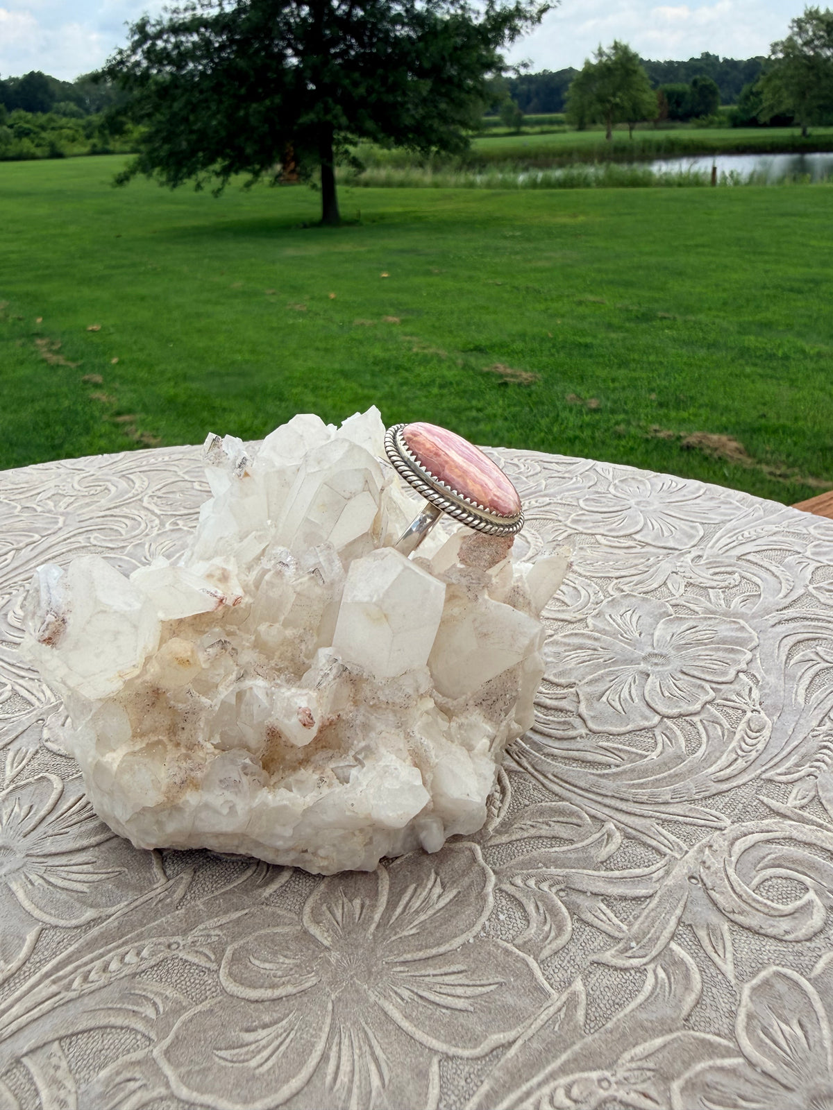 Oval Rhodochrosite Ring