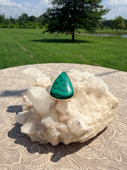Teardrop Malachite Ring