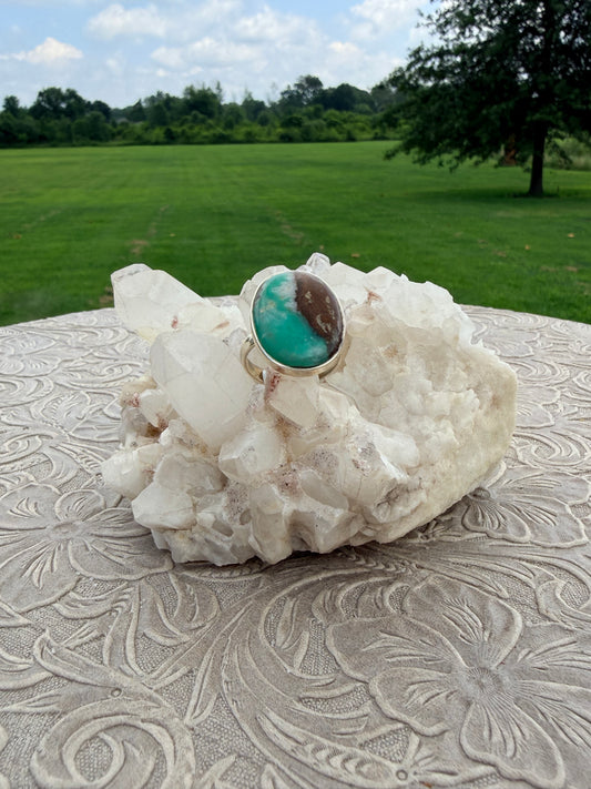 Oval Green Chalcedony Ring