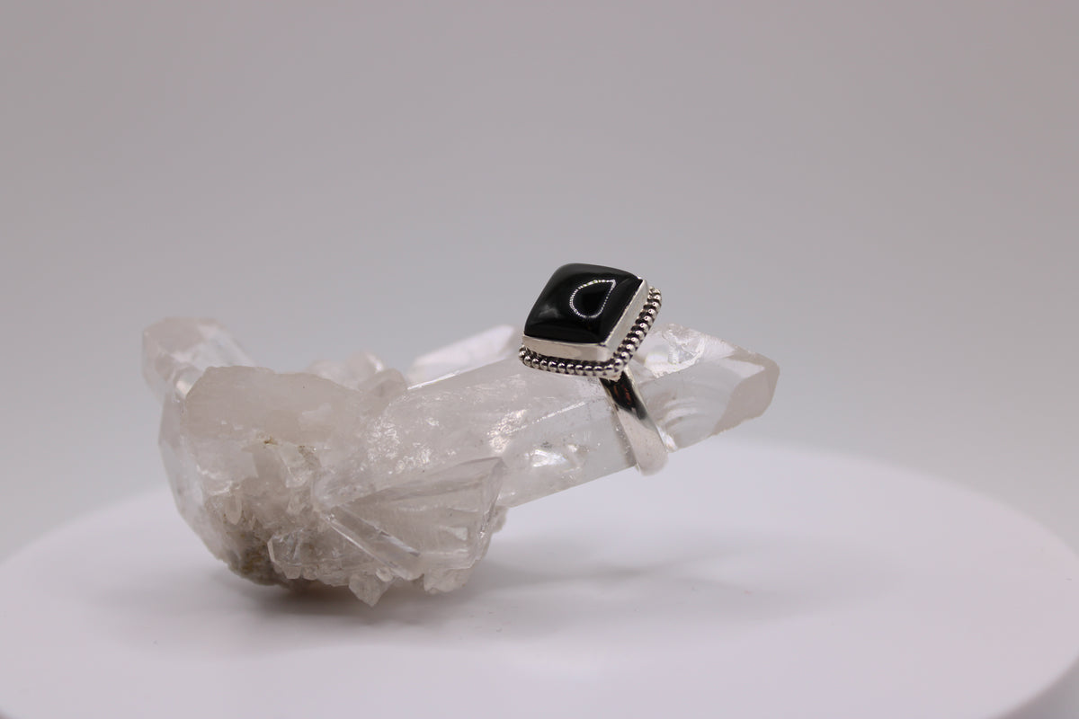 Diamond Shape Rainbow Obsidian Ring
