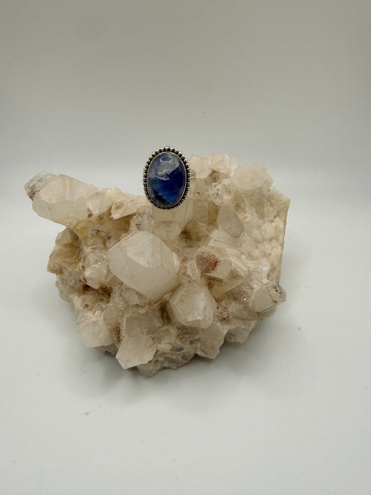 Oval Purple Flash Moonstone Ring