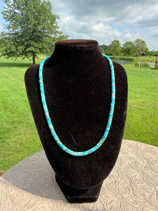 17-inch Native-Strung Turquoise Necklace