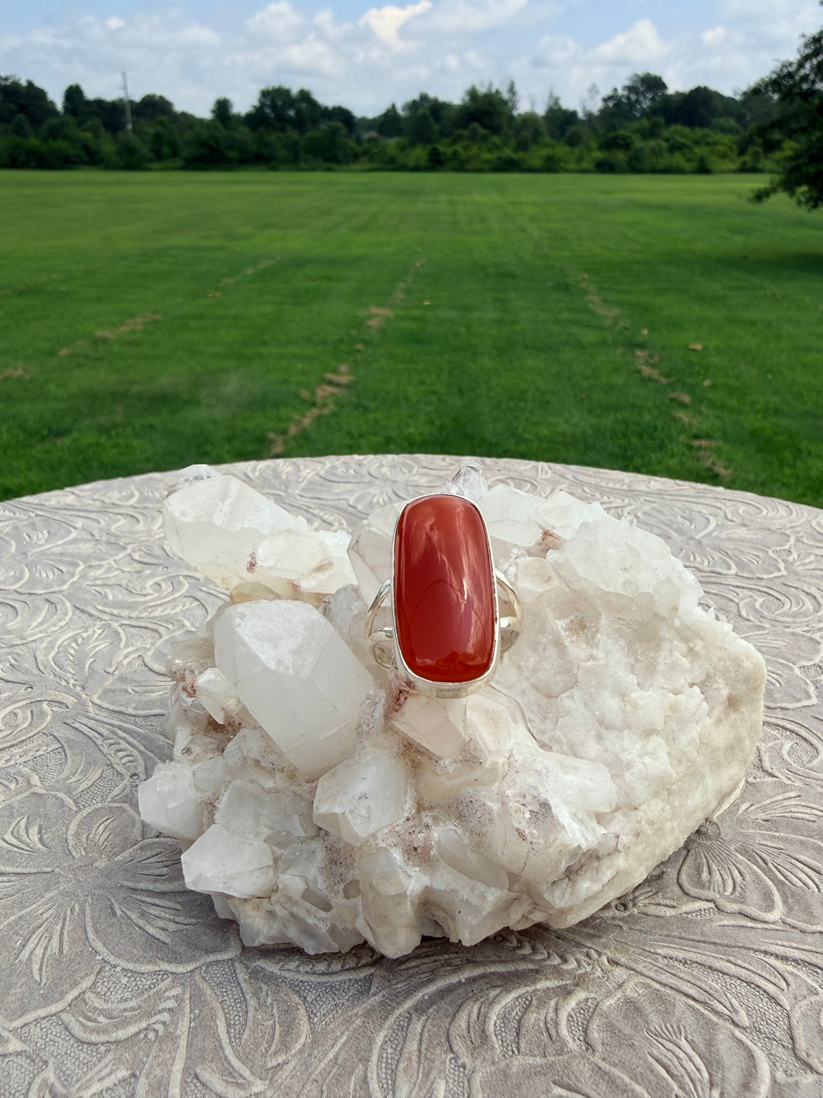 Rectangle Carnelian Ring