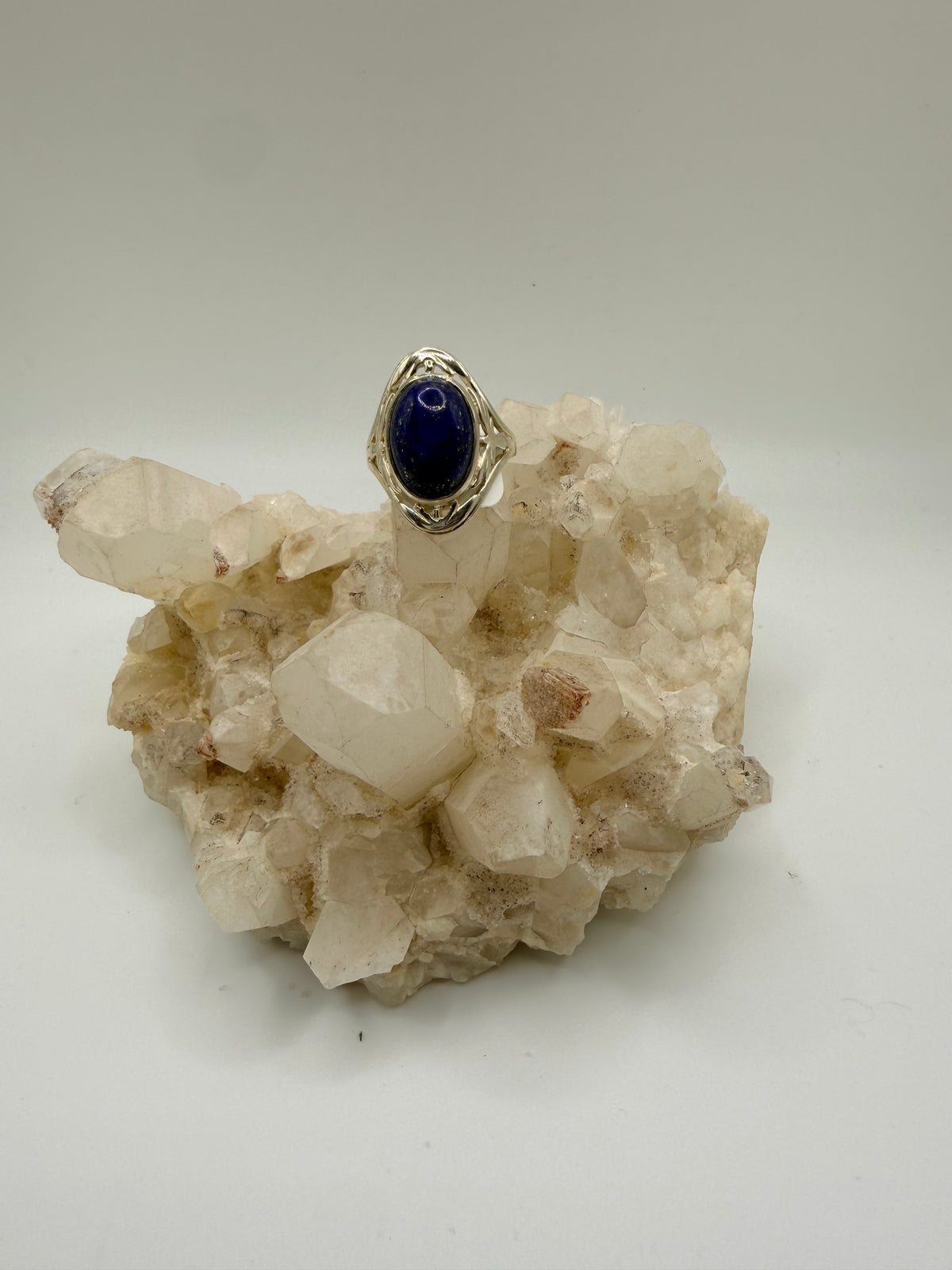 Oval Lapis Ring with cutout design