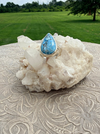 Teardrop Blue Apatite Ring