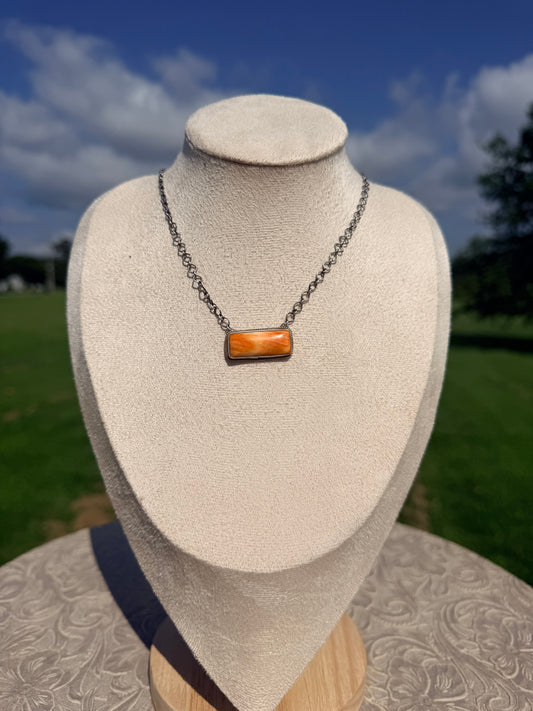 G Rios Orange Spiny Mini Bar Necklace
