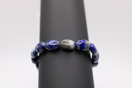Flat Beaded Lapis Lazuli Bracelet