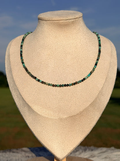 3MM Faceted African Turquoise Necklace