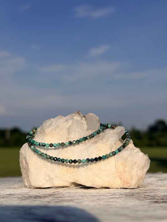 3MM Faceted African Turquoise Necklace