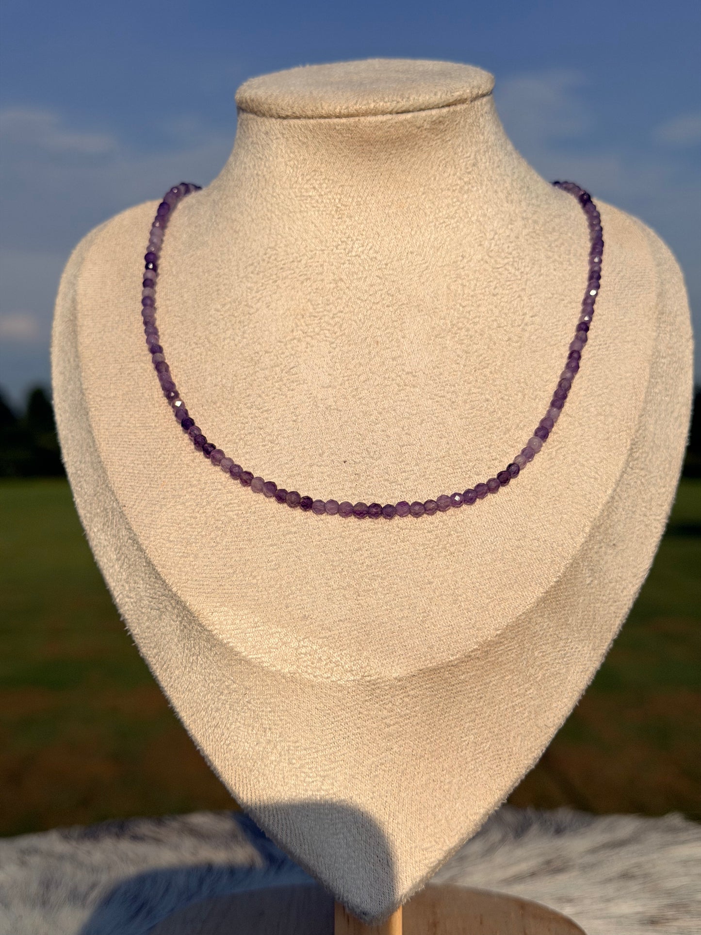 3MM Faceted Amethyst Necklace