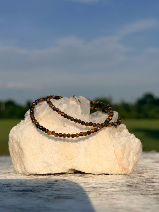 3mm Faceted Yellow Tiger’s Eye Necklace