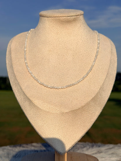 3mm Faceted Moonstone Necklace