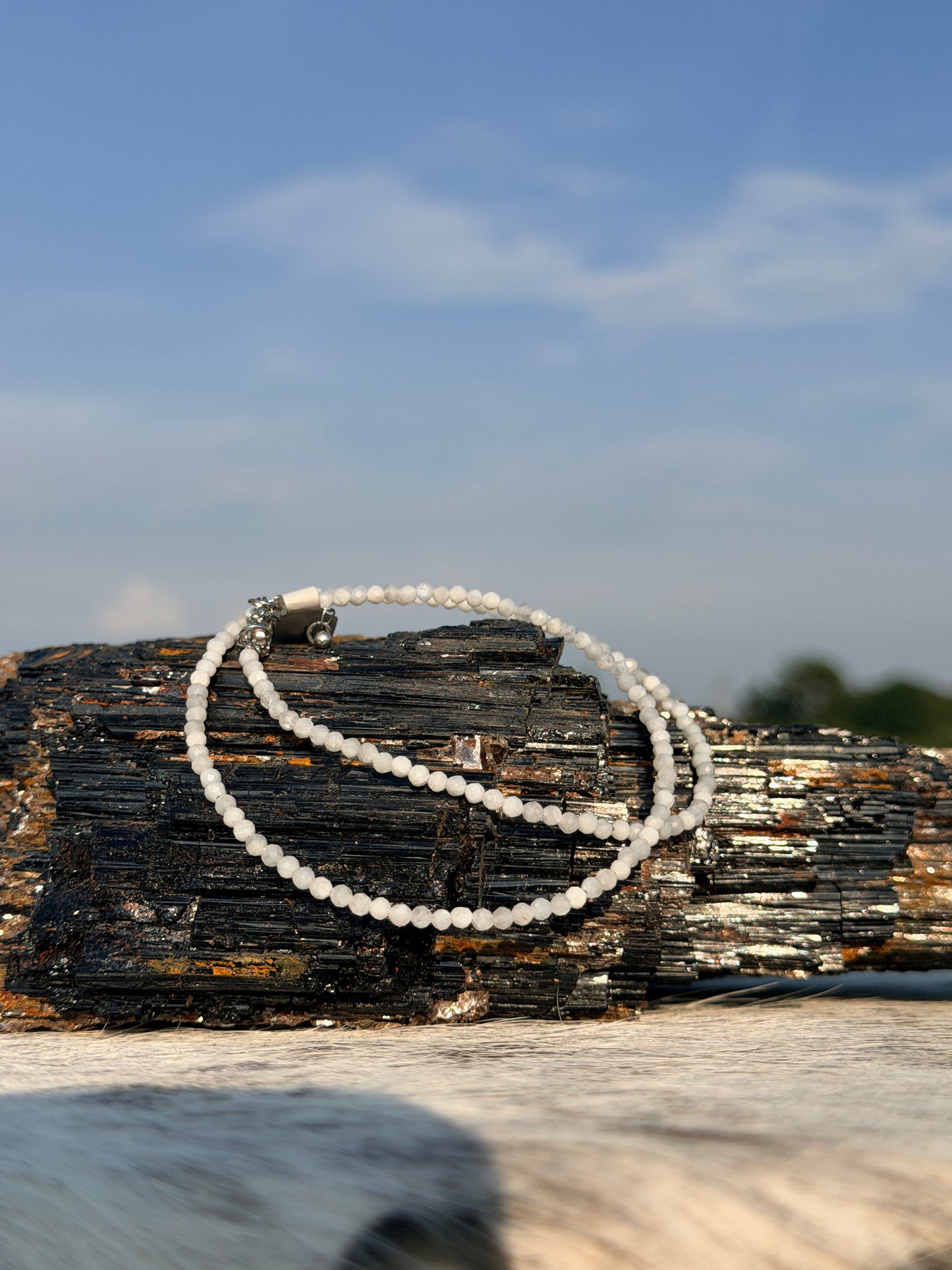 3mm Faceted Moonstone Necklace