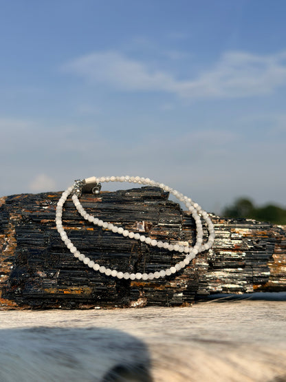 3mm Faceted Moonstone Necklace