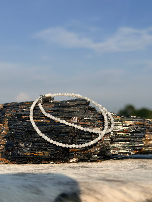 3mm Faceted Moonstone Necklace