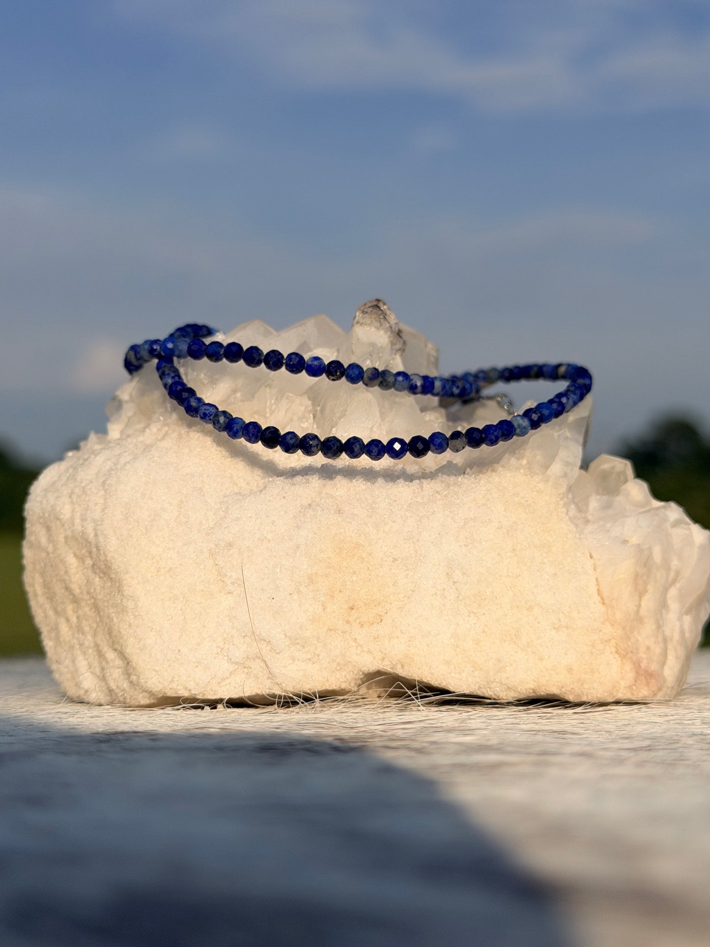 3MM Faceted Lapis Lazuli Necklace
