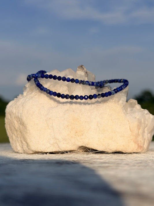 3MM Faceted Lapis Lazuli Necklace