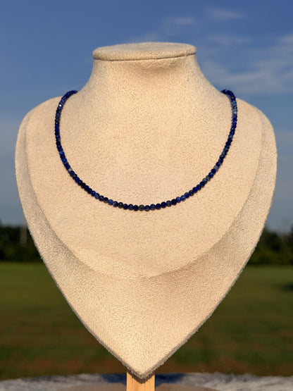 3MM Faceted Lapis Lazuli Necklace
