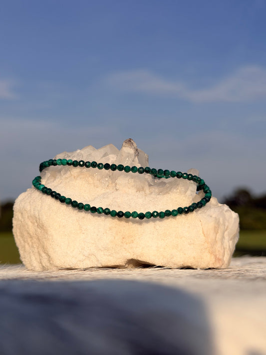 3mm Faceted Malachite Necklace