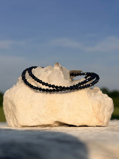 3MM Faceted Black Spinel Necklace