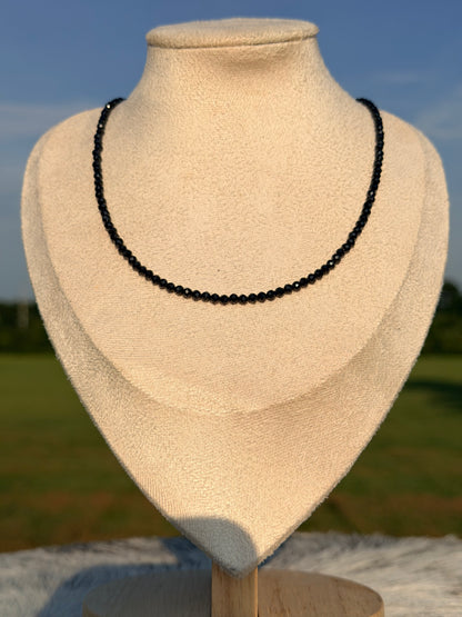 3MM Faceted Black Spinel Necklace
