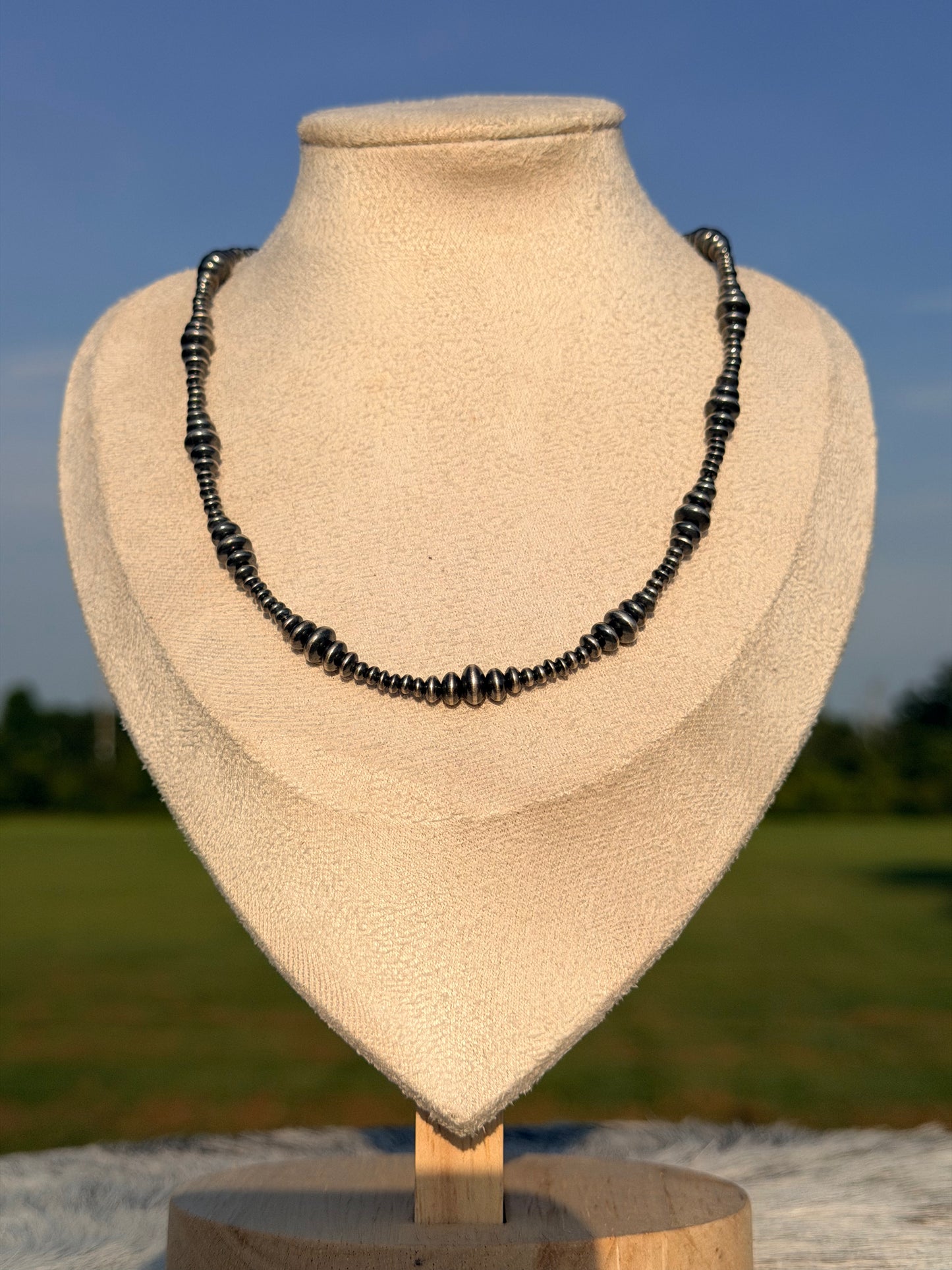 18-inch Graduated Saucer Sterling Silver Pearl Necklace