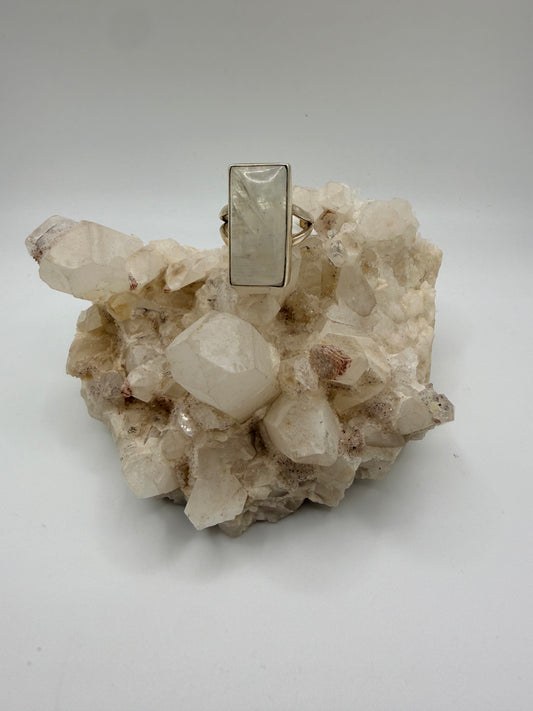 Rectangle Rainbow Moonstone Ring