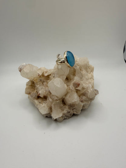 Oval Blue Chalcedony Ring