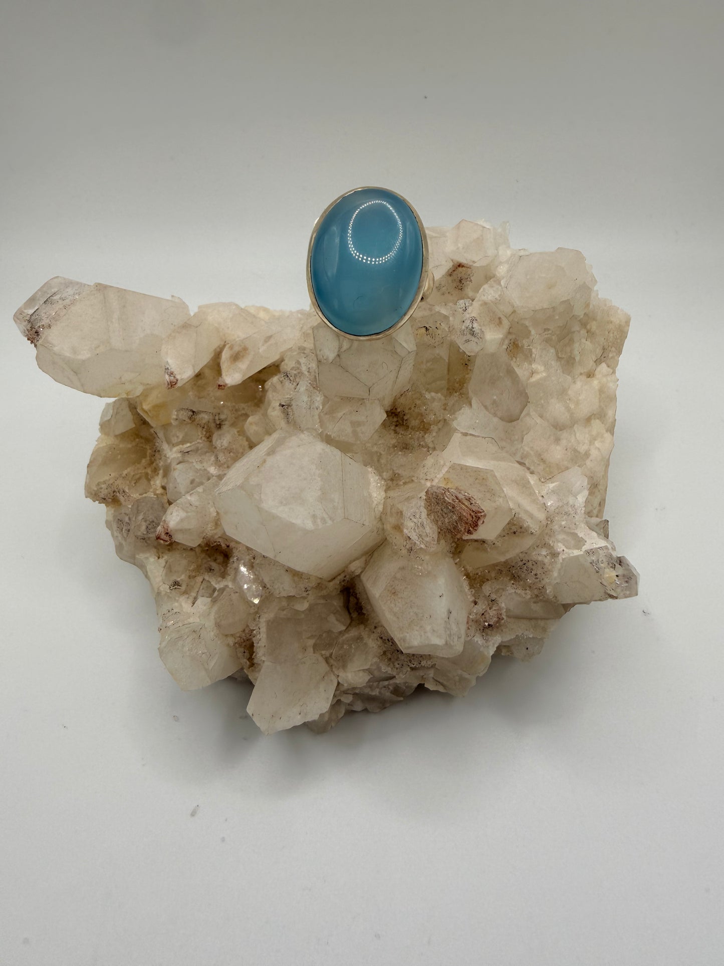 Oval Blue Chalcedony Ring
