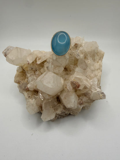 Oval Blue Chalcedony Ring