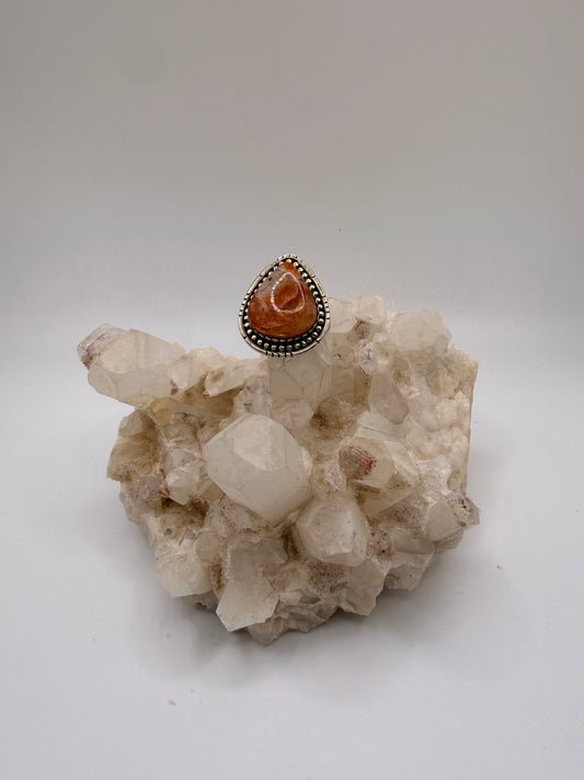 Pearshaped Sunstone Ring