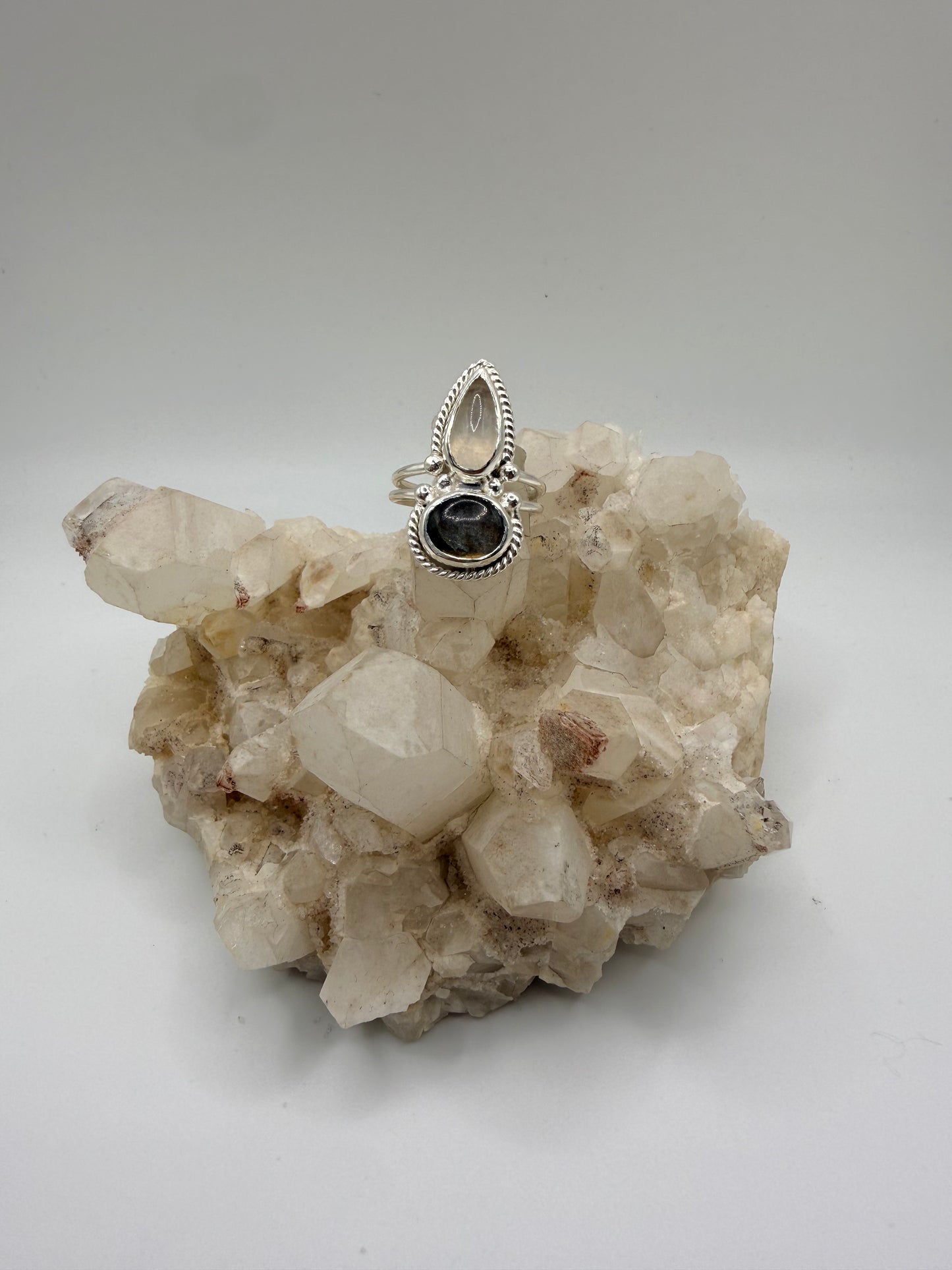 Two Stone Moonstone & Labradorite Ring