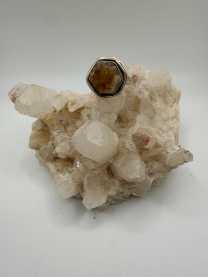 Hexagon Citrine Ring