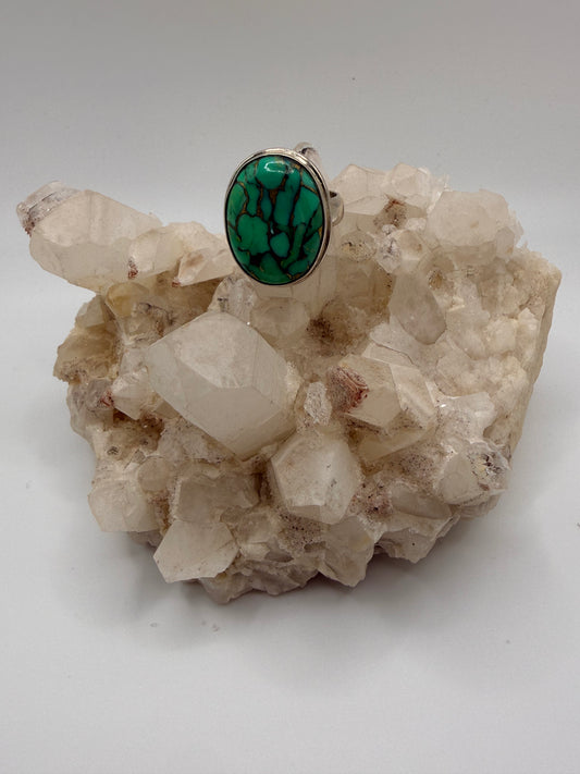 Oval Green Mohave Ring
