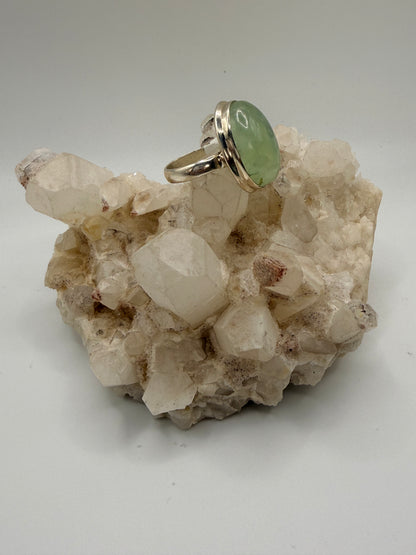 Oval Prehnite Ring