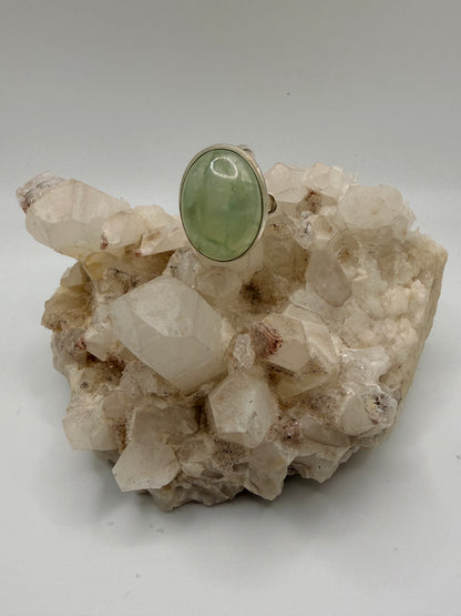 Oval Prehnite Ring